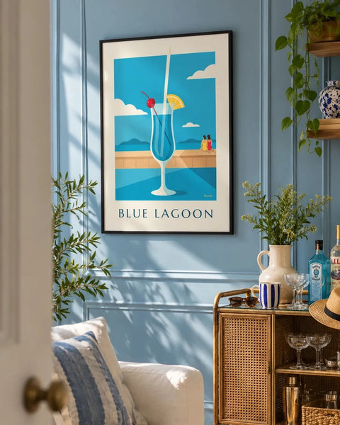Cocktail posters: collection poster framed in a home interior