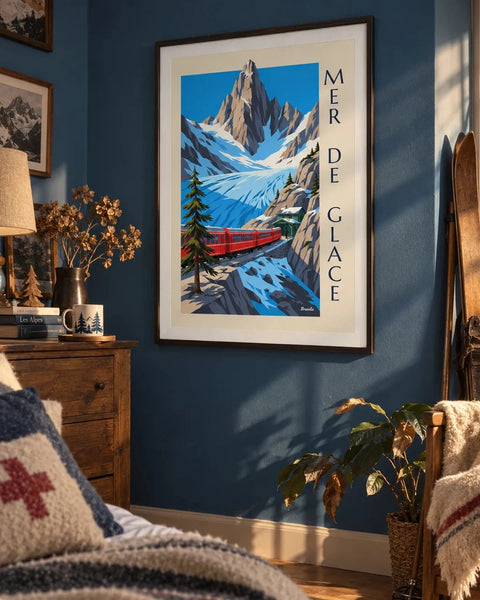 Mountain posters: collection poster framed in an interior
