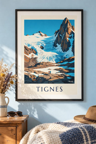 Plakát Tignes, Grande Motte a Grande Casse v létě : v rámu na zdi