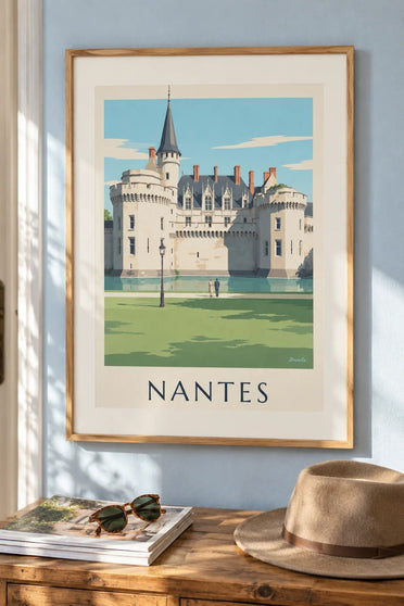 Affiche château des ducs de Bretagne à Nantes : encadrée au mur