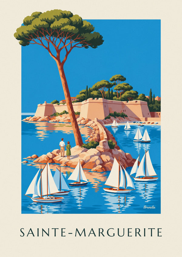 Plakát ostrov Sainte-Marguerite a královská pevnost u Cannes