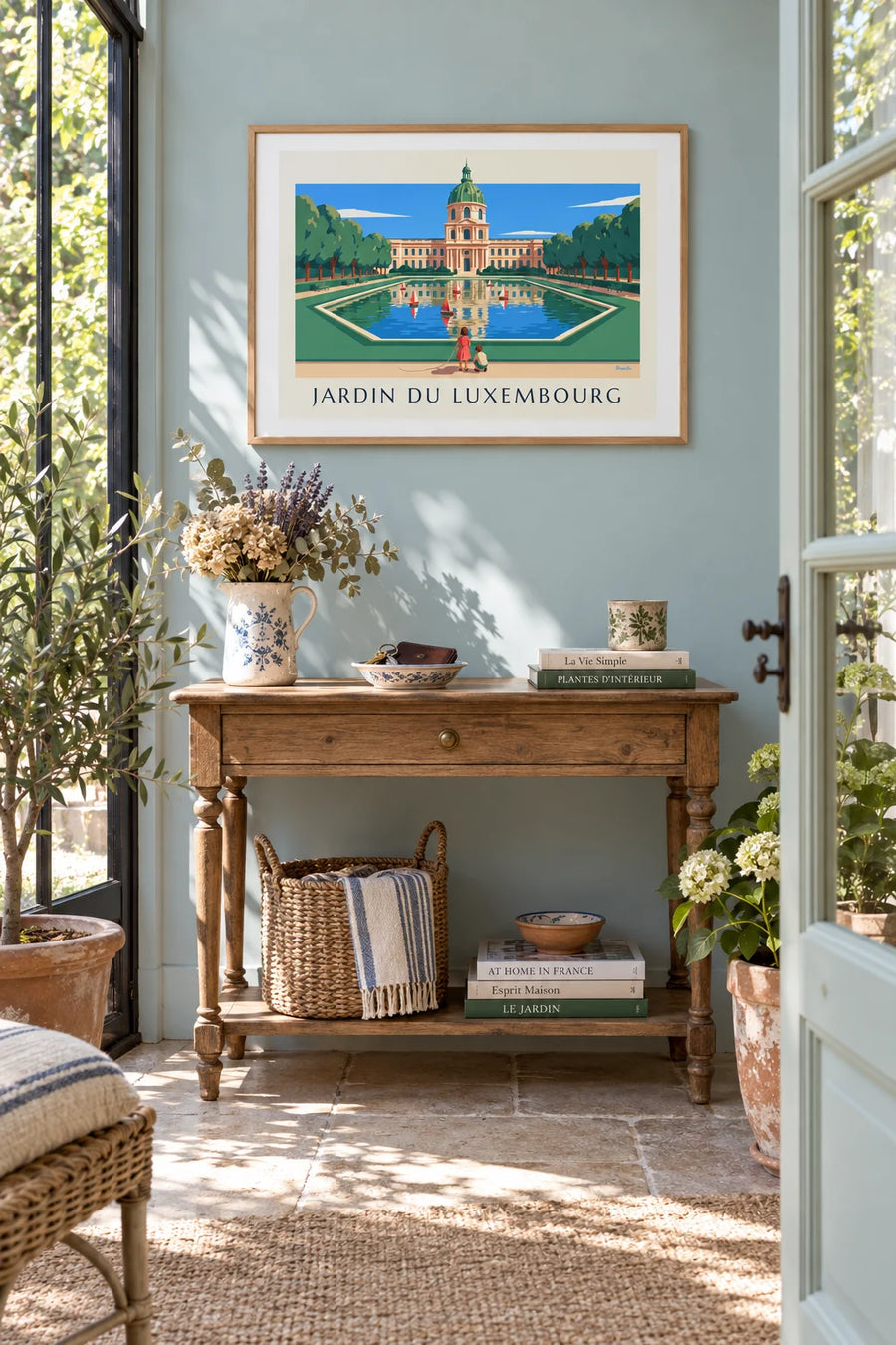 Poster of the Luxembourg Garden and sailboats on the basin: framed on the wall