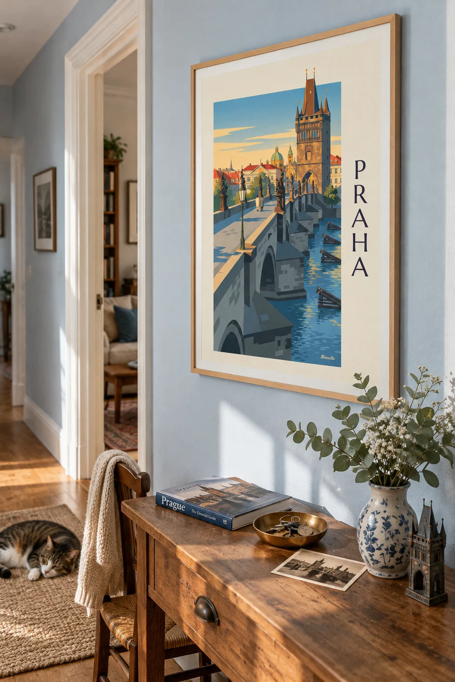 Poster of Charles Bridge and Prague Castle on the Vltava: framed on the wall