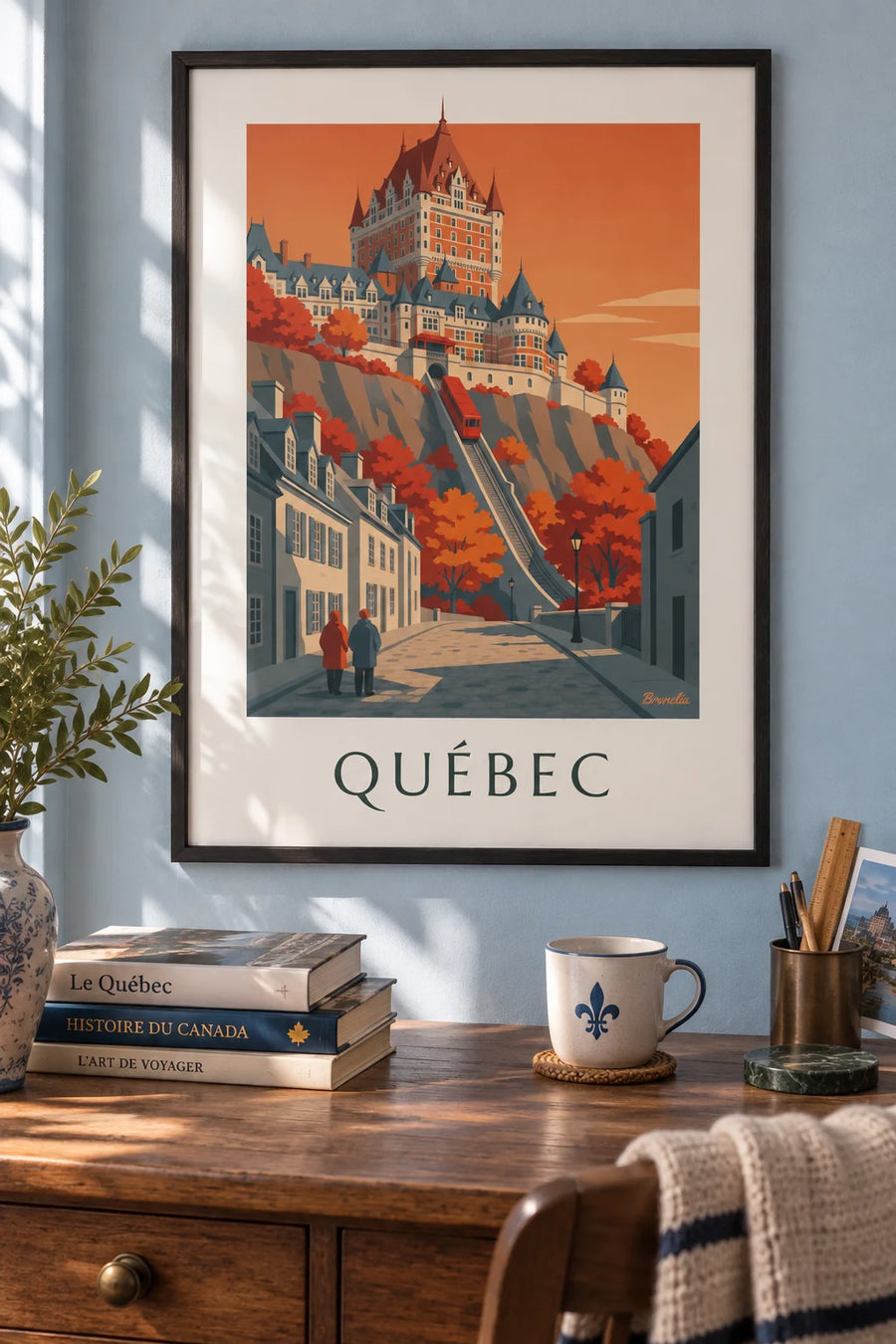 Affiche Château Frontenac en automne à Québec : encadrée au mur