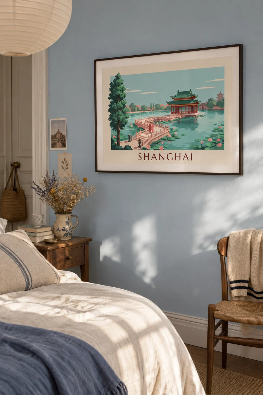 Affiche maison de thé du jardin Yuyuan à Shanghai : encadrée au mur