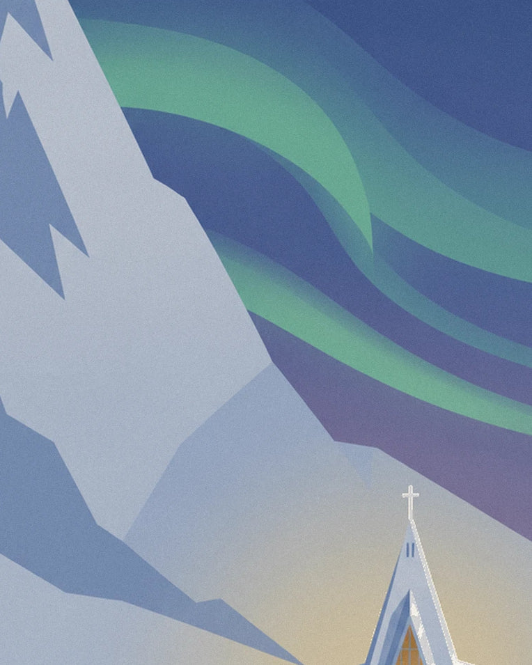 Tromsø gateway to the Arctic and northern lights poster: close-up detail