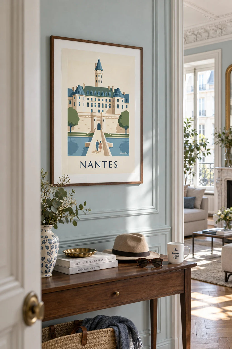 Affiche château des ducs de Bretagne à Nantes : encadrée au mur