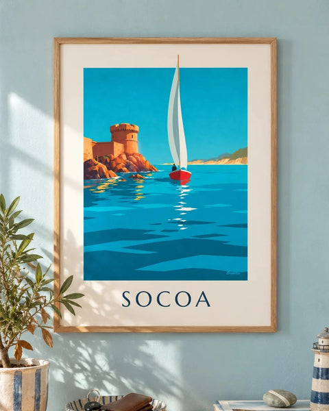 Boat and sailboat posters: collection poster framed in a home interior