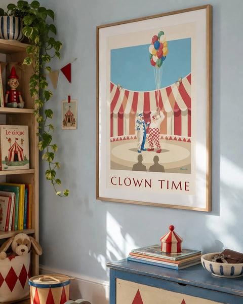 Circus posters: collection poster framed in a home interior