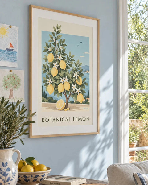 Lemon posters: collection poster framed in a home interior