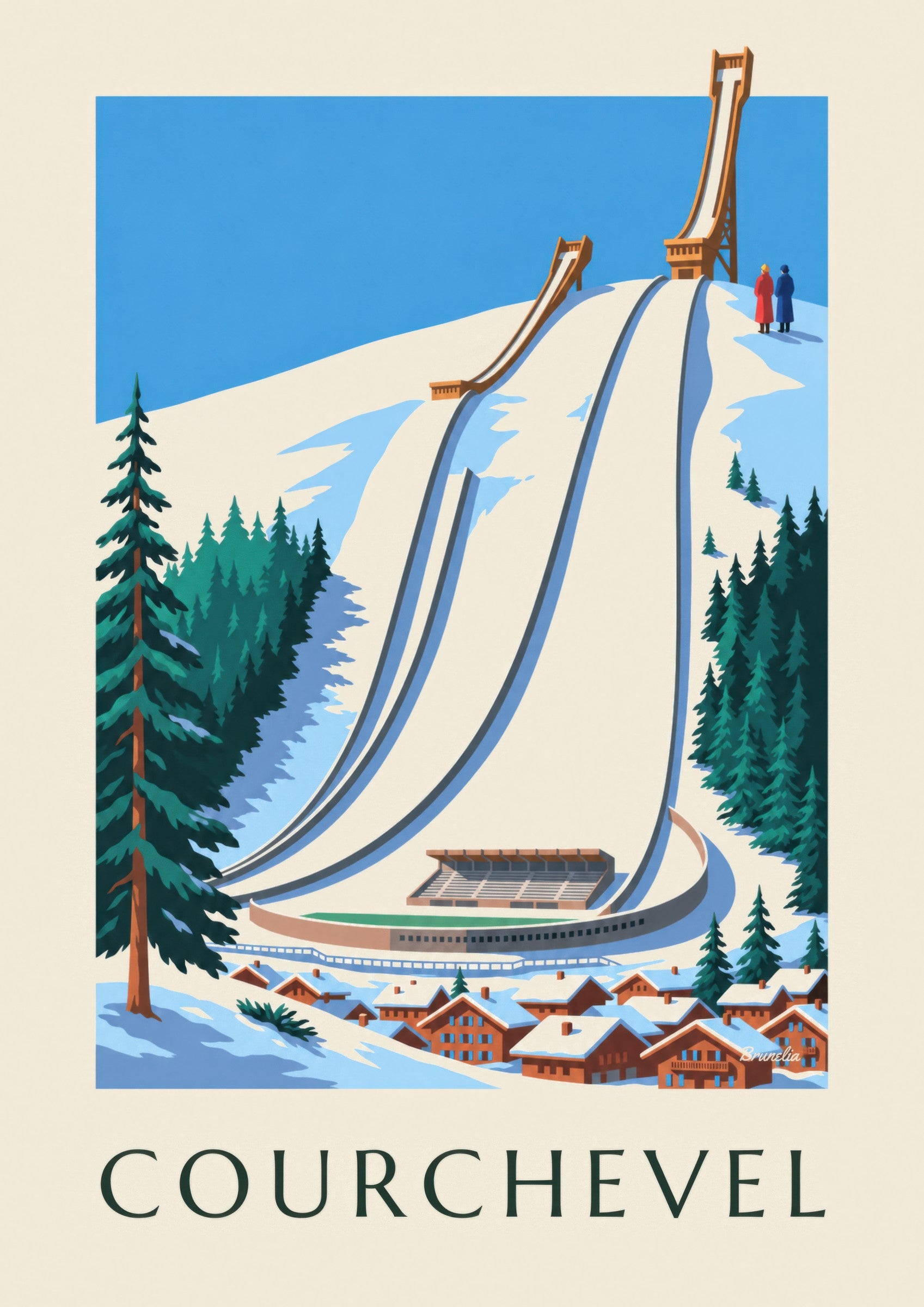 Affiche Courchevel, les tremplins du Praz sous la neige: detailní záběr
