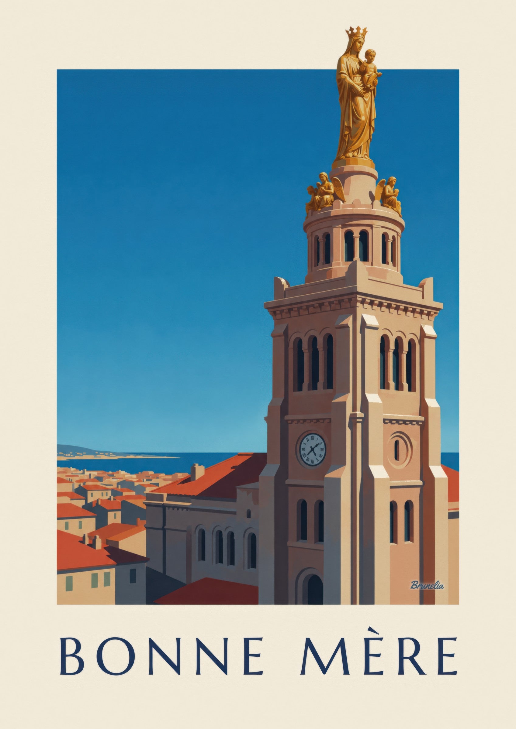 Affiche Bonne Mère dorée à Marseille: detailní záběr