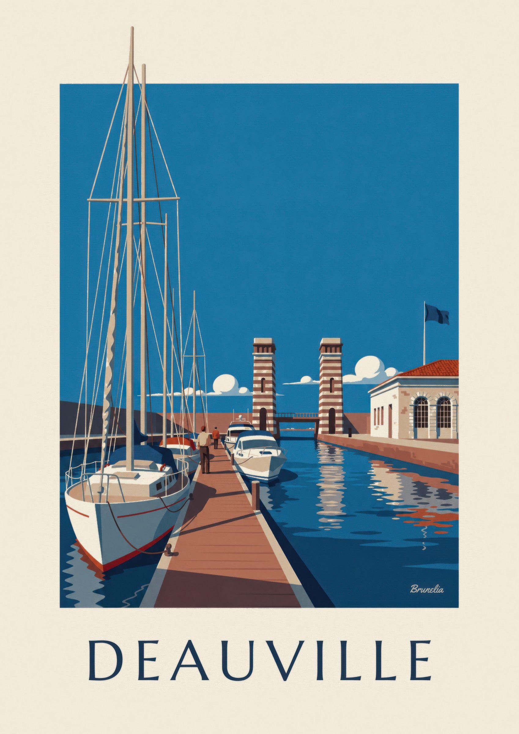 Affiche Port-Deauville marina et voiliers: detailní záběr