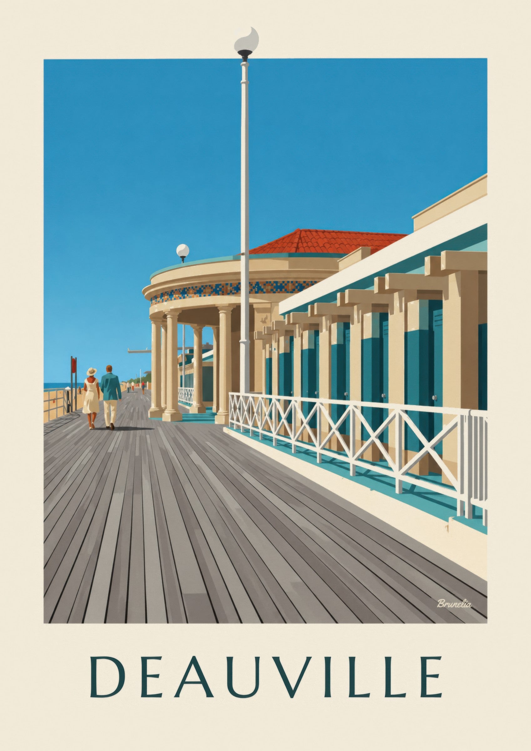 Affiche Deauville les Planches et les Bains pompéiens: detailní záběr