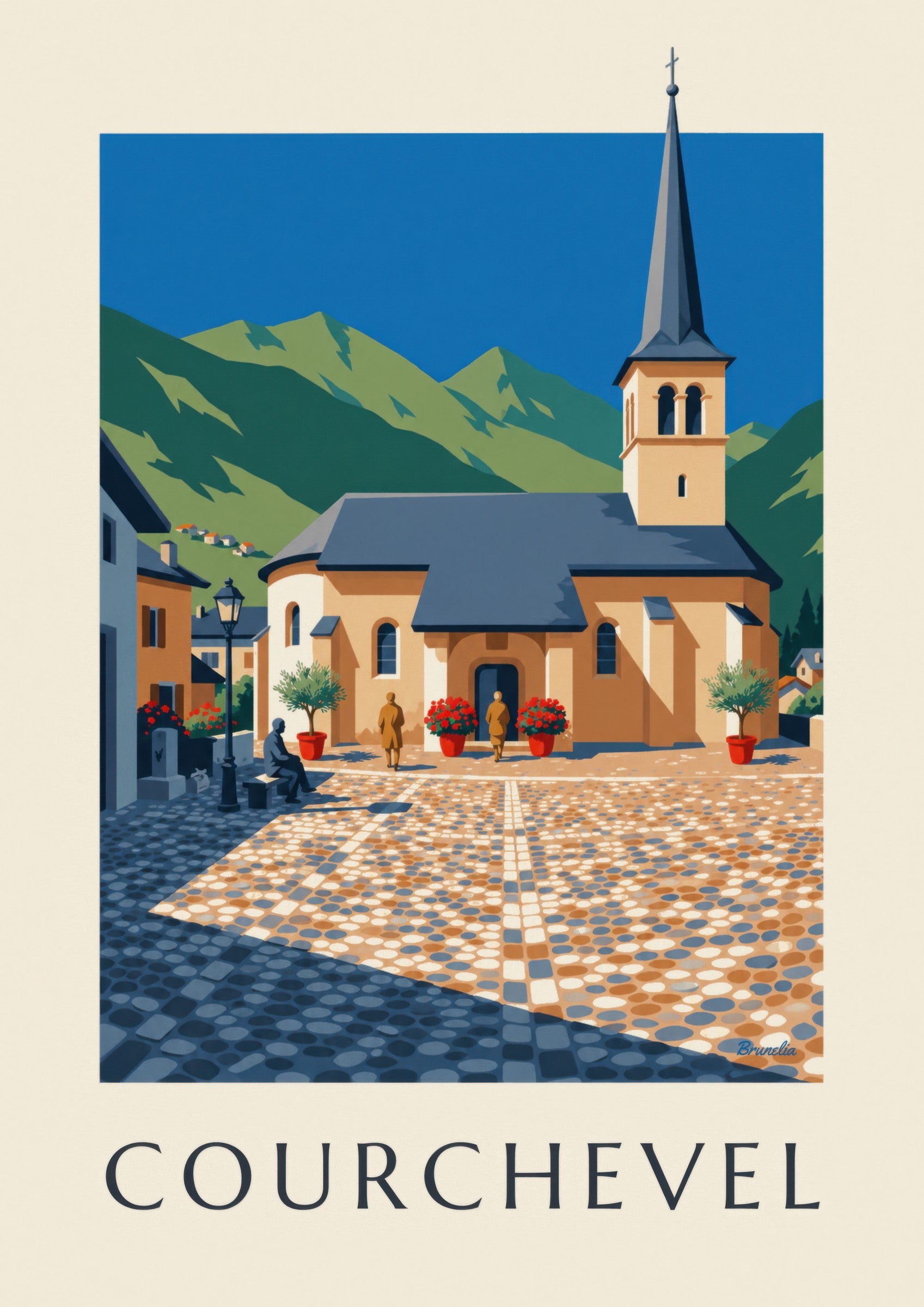 Affiche Courchevel, église de Saint-Bon: detailní záběr