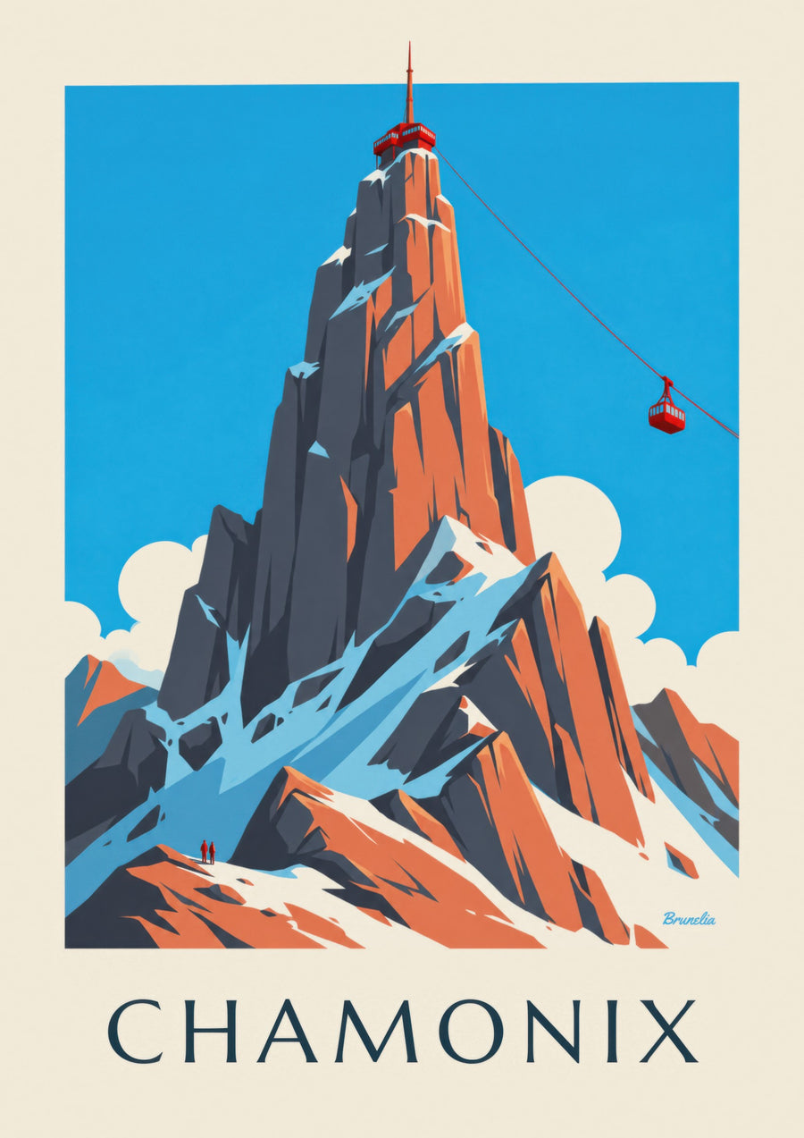 Plakát Chamonix, Aiguille du Midi a lanovka