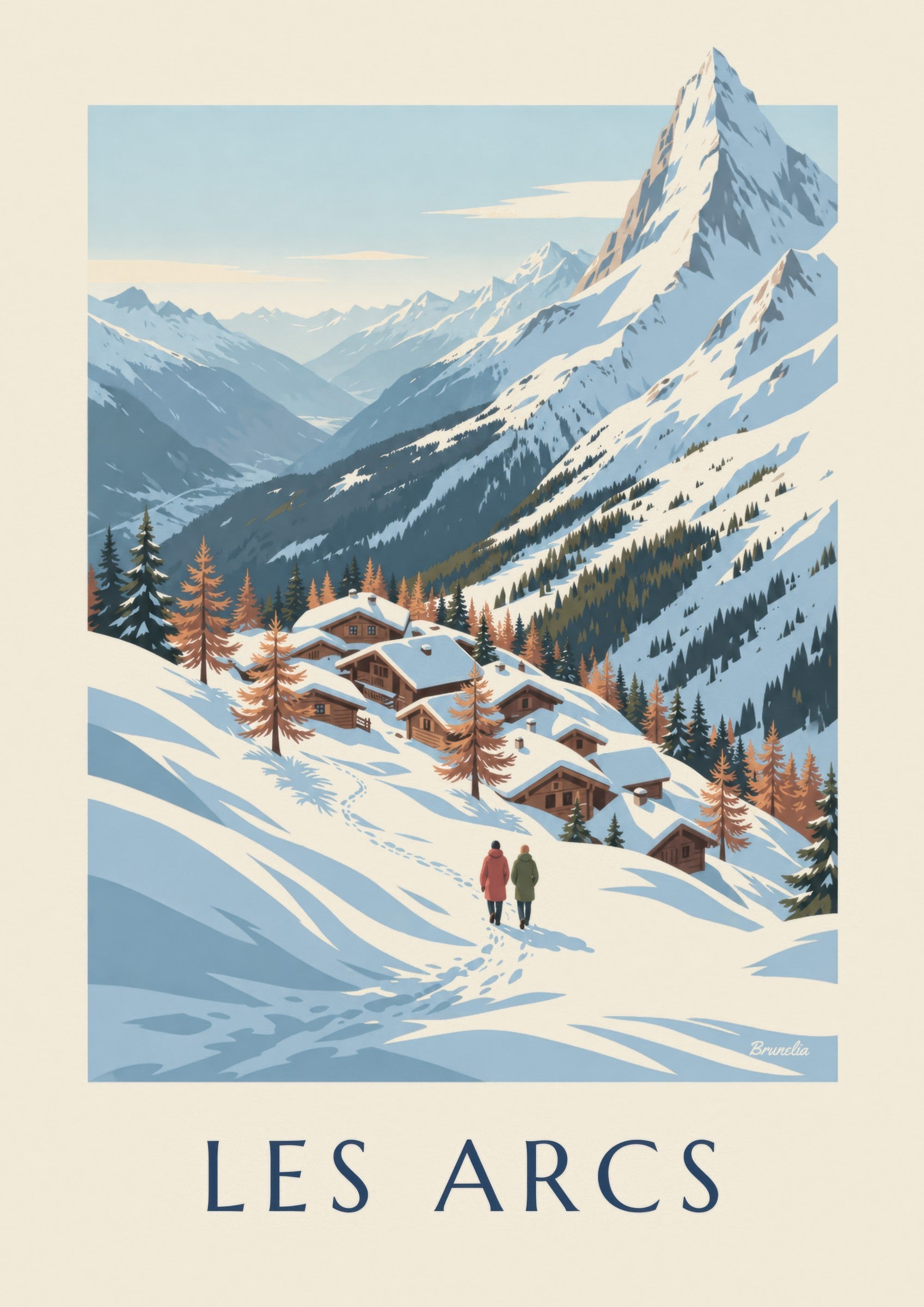 Plakát Les Arcs, panorama údolí Tarentaise: detailní záběr