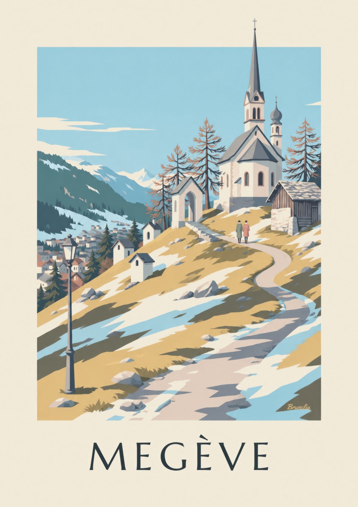 Plakát Megève, kaple Kalvárie