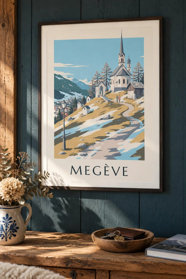 Plakát Megève, kaple Kalvárie : v rámu na zdi
