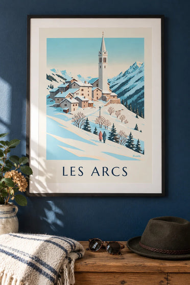 Plakát Les Arcs, Villaroger pod sněhem : v rámu na zdi