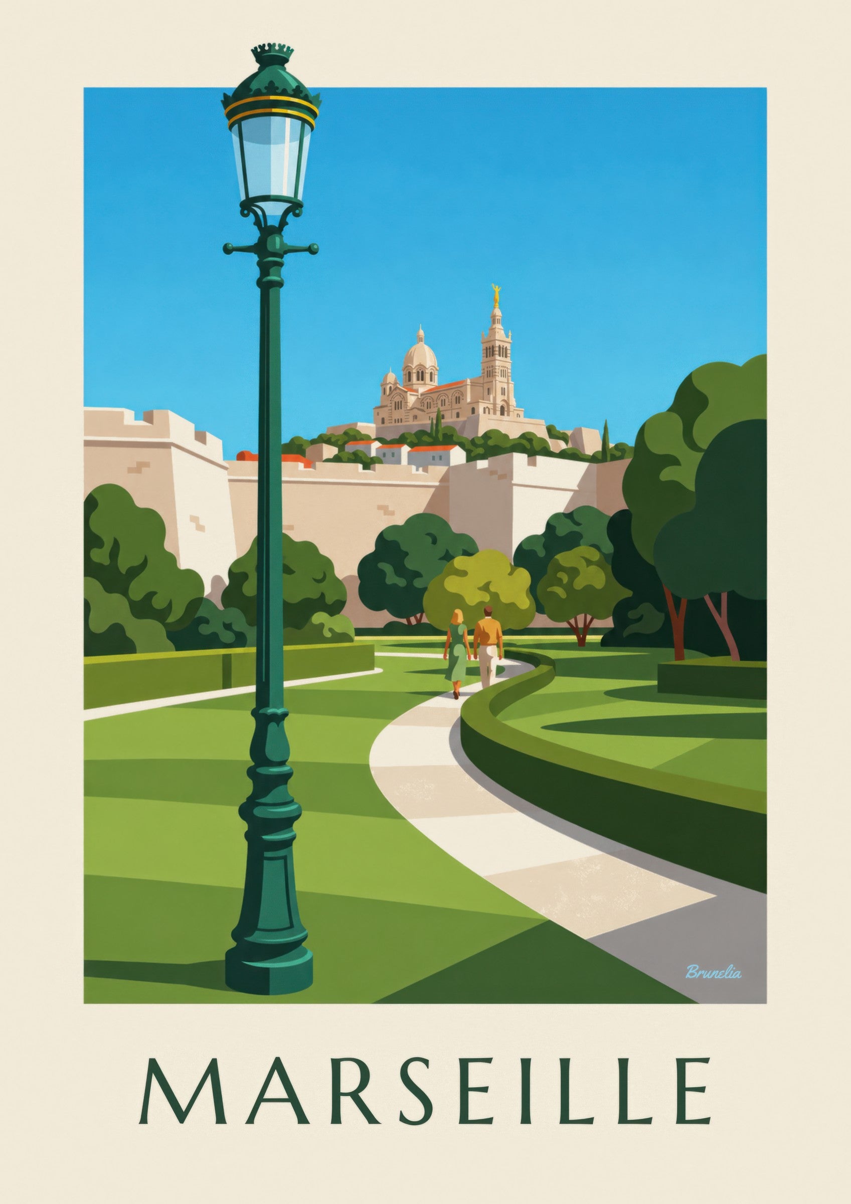 Plakát Notre-Dame-de-la-Garde pohledem z Phara: detailní záběr