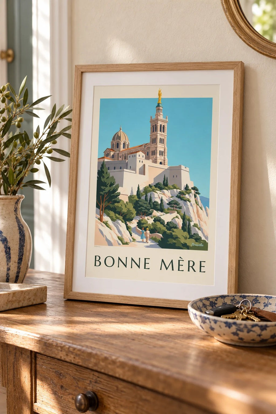 Affiche basilique Notre-Dame-de-la-Garde : petit format A4 encadré