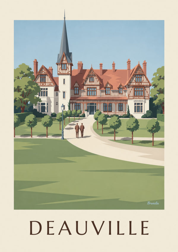 Affiche Deauville villa Strassburger à colombages