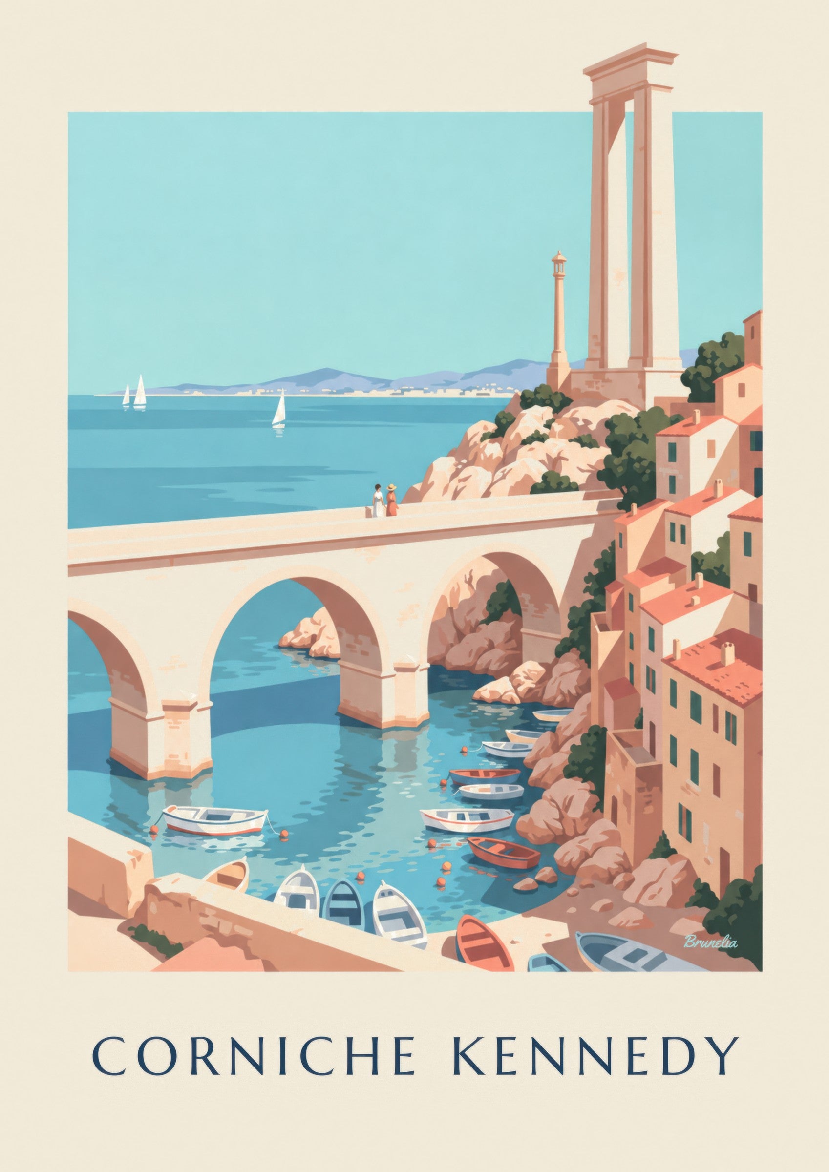 Affiche Corniche Kennedy à Marseille: detailní záběr