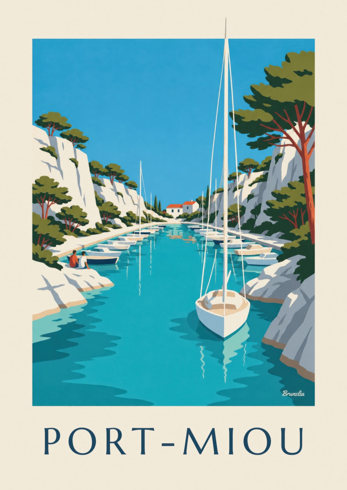 Affiche calanque de Port-Miou et voiliers