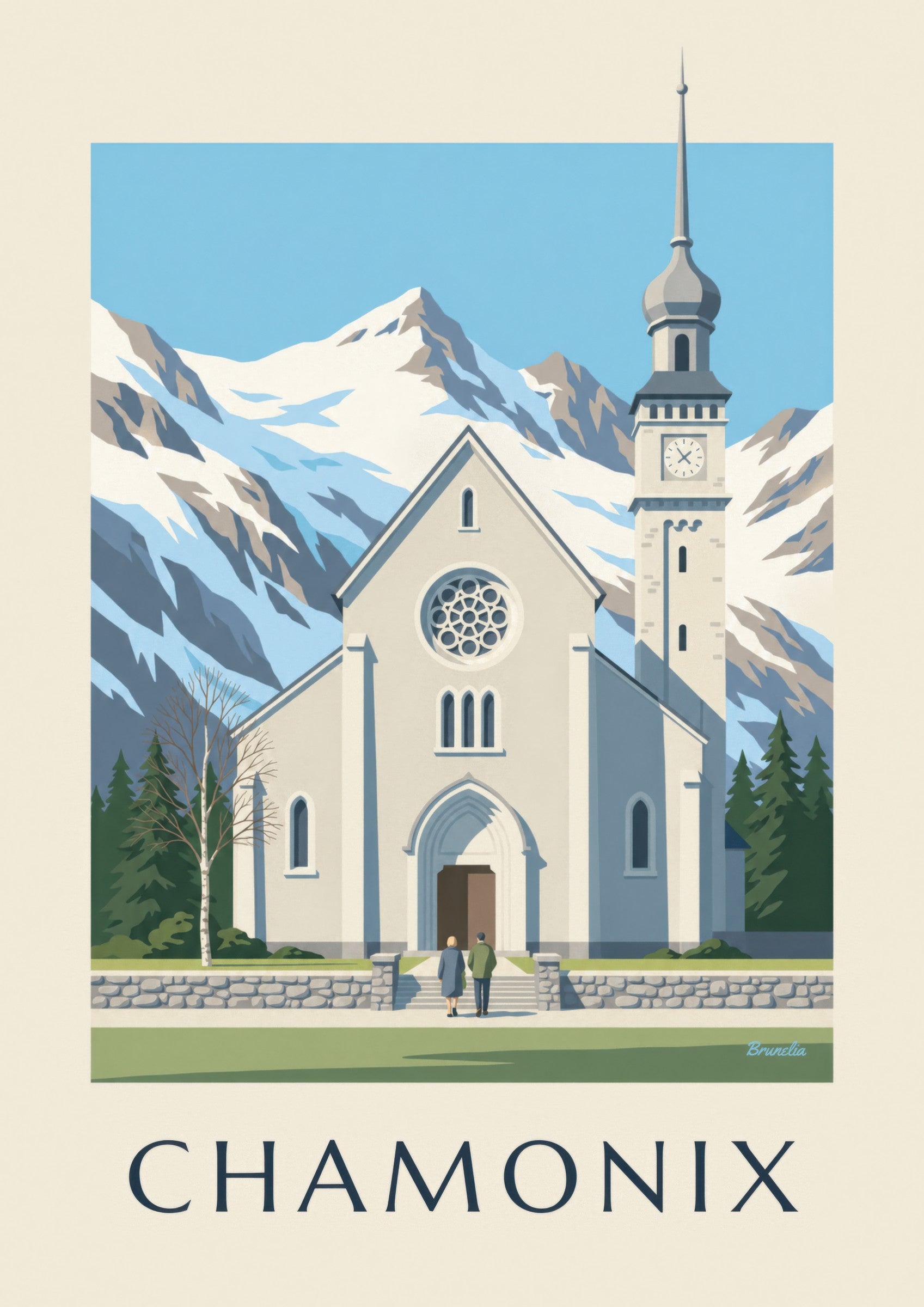 Affiche église Saint-Michel de Chamonix: detailní záběr