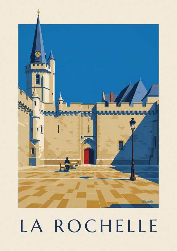 Plakát gotické radnice v La Rochelle