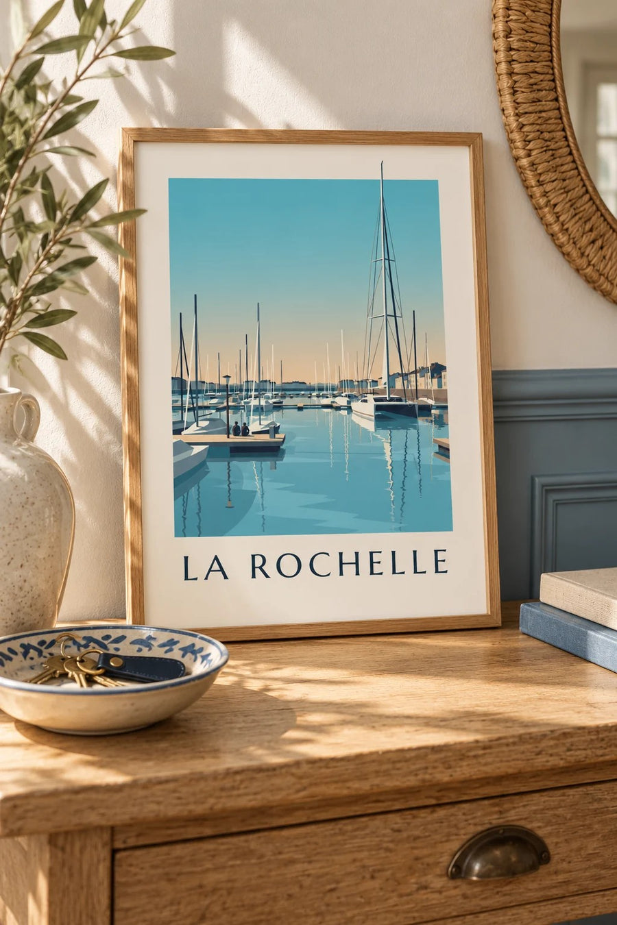 Affiche port de plaisance des Minimes à La Rochelle : petit format A4 encadré
