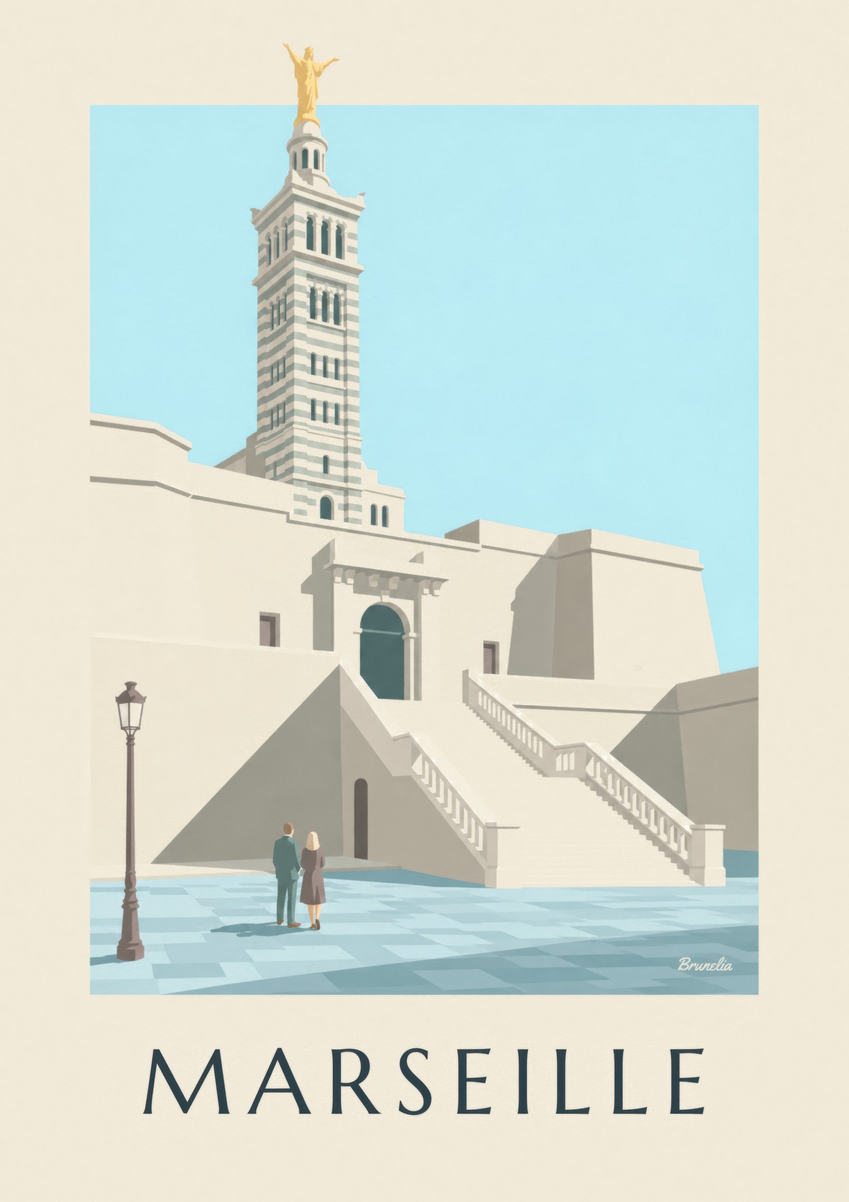 Affiche grand escalier de Notre-Dame-de-la-Garde: detailní záběr