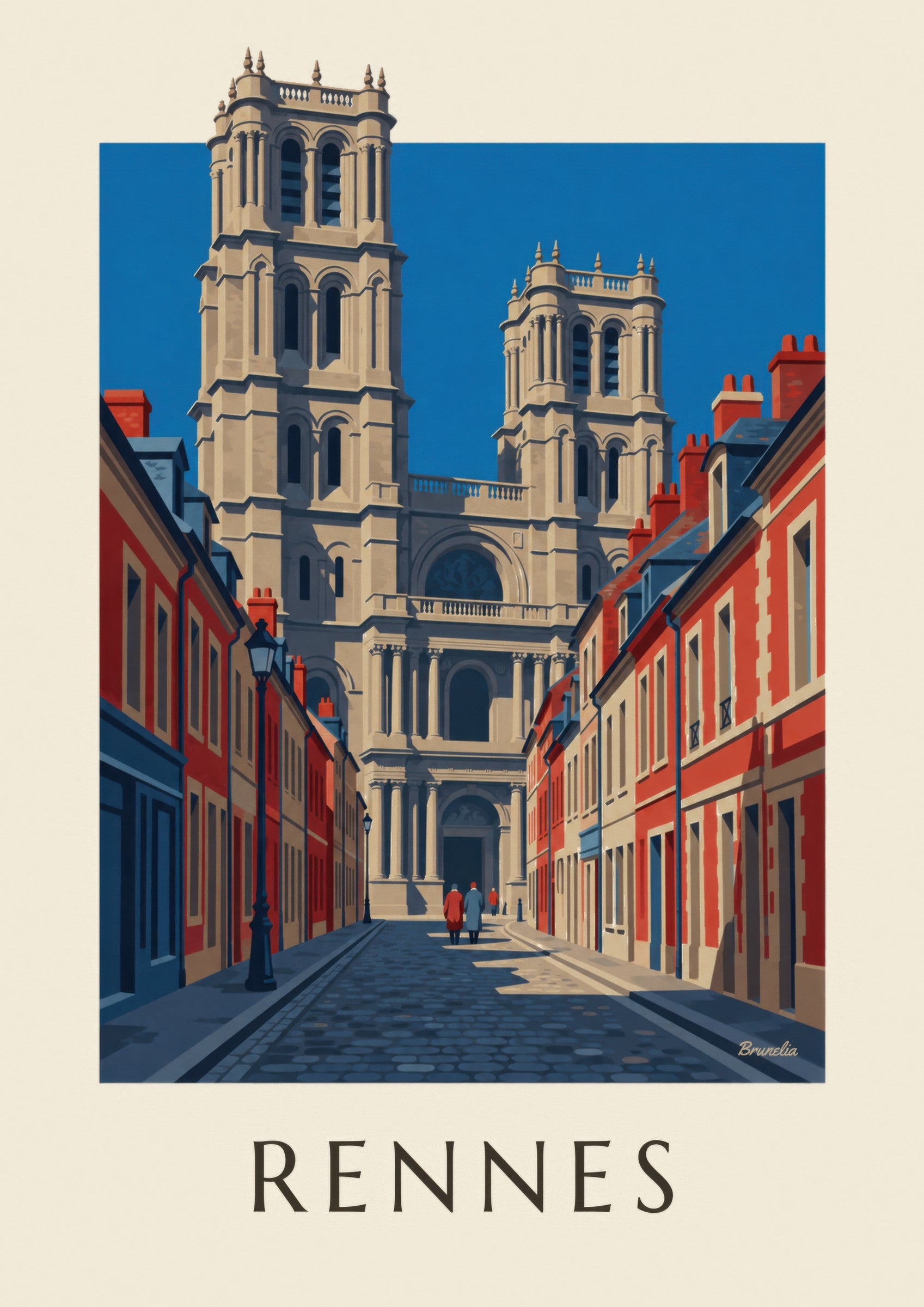 Affiche Rennes, cathédrale Saint-Pierre et ses tours: detailní záběr