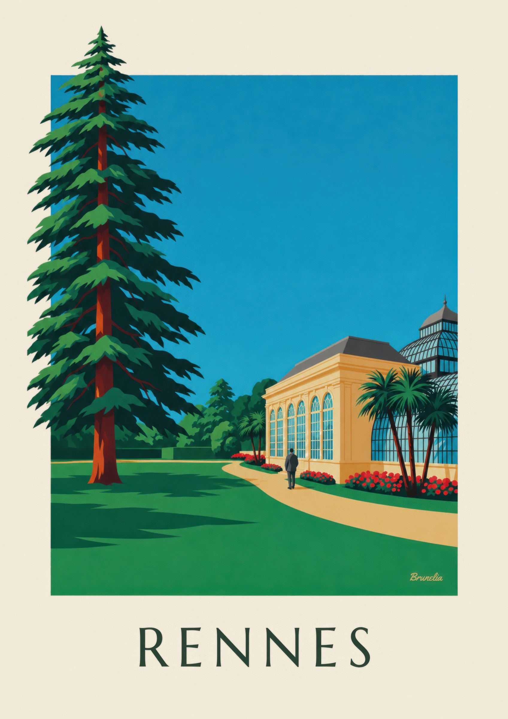 Affiche Rennes, parc du Thabor et son orangerie: detailní záběr