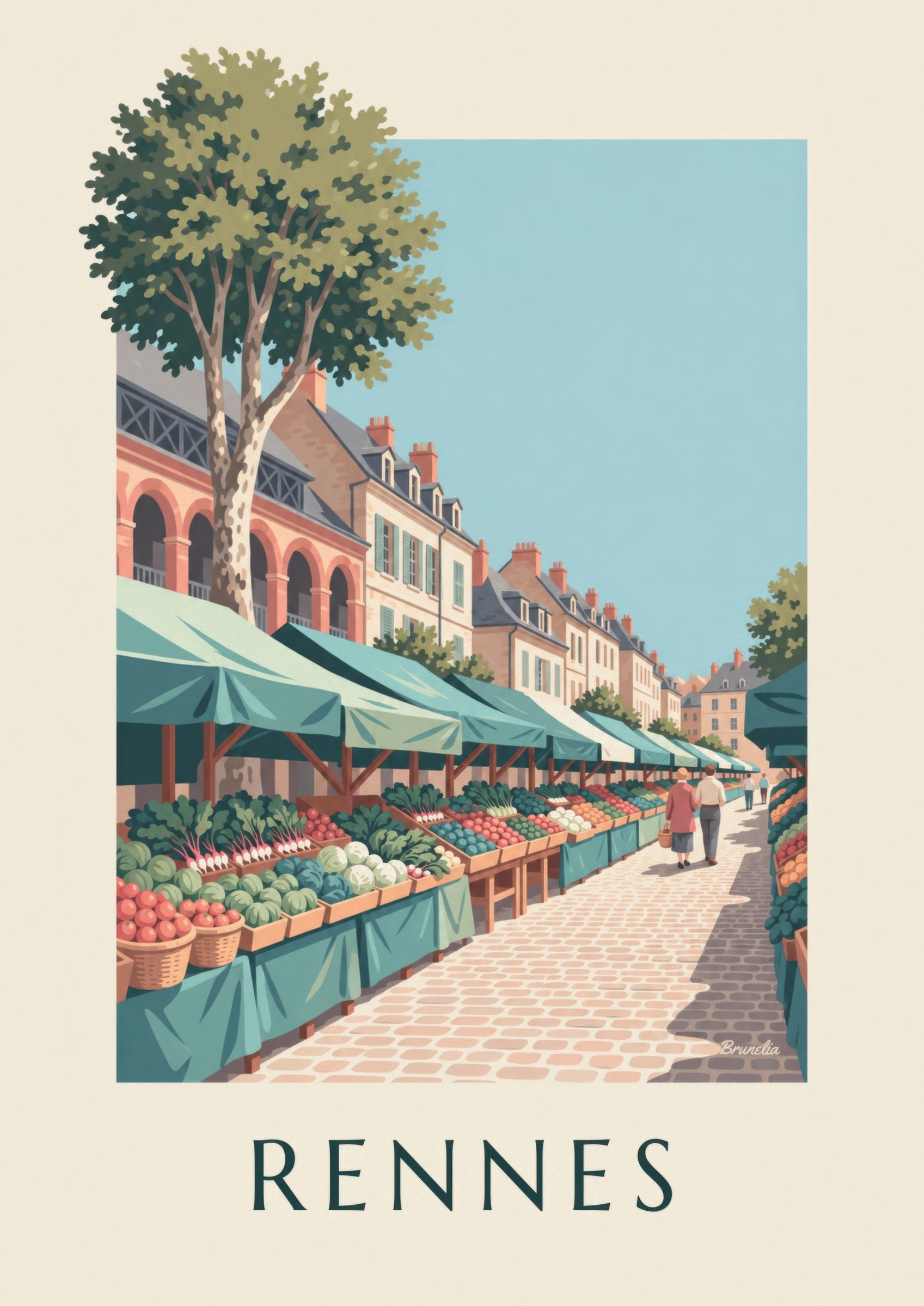 Affiche marché des Lices à Rennes: detailní záběr