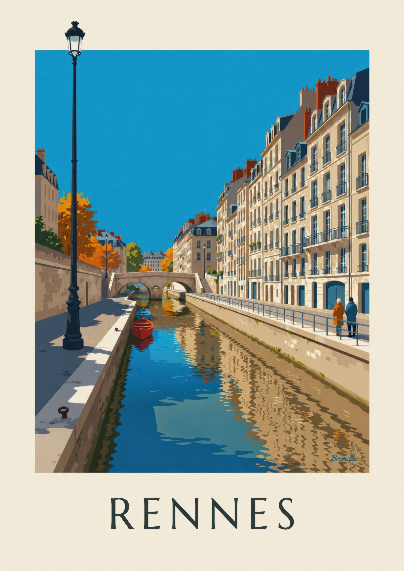 Affiche Rennes la Vilaine et le quai Émile-Zola: detailní záběr