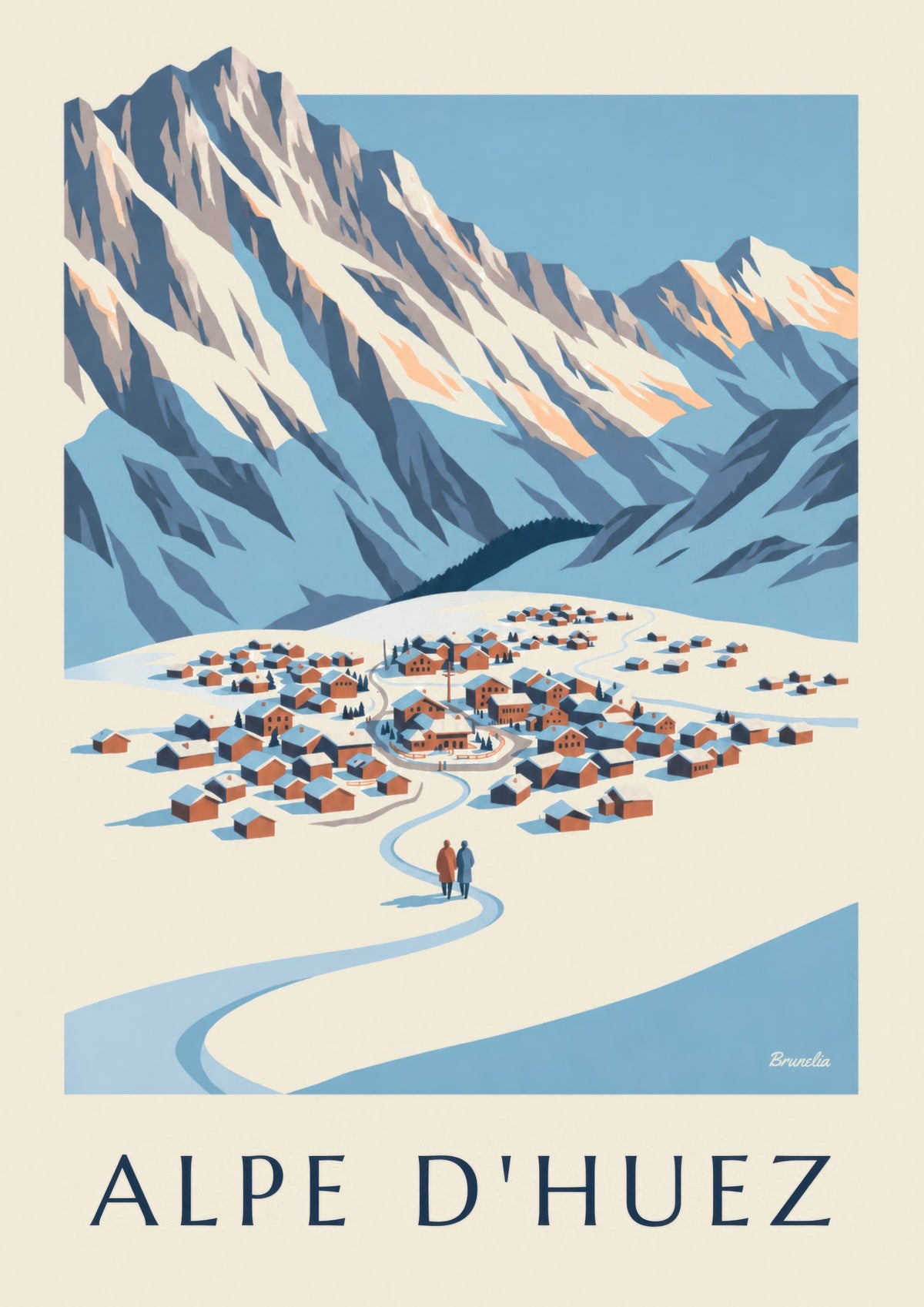 Plakát Alpe d’Huez z vrcholu Pic Blanc v zimě