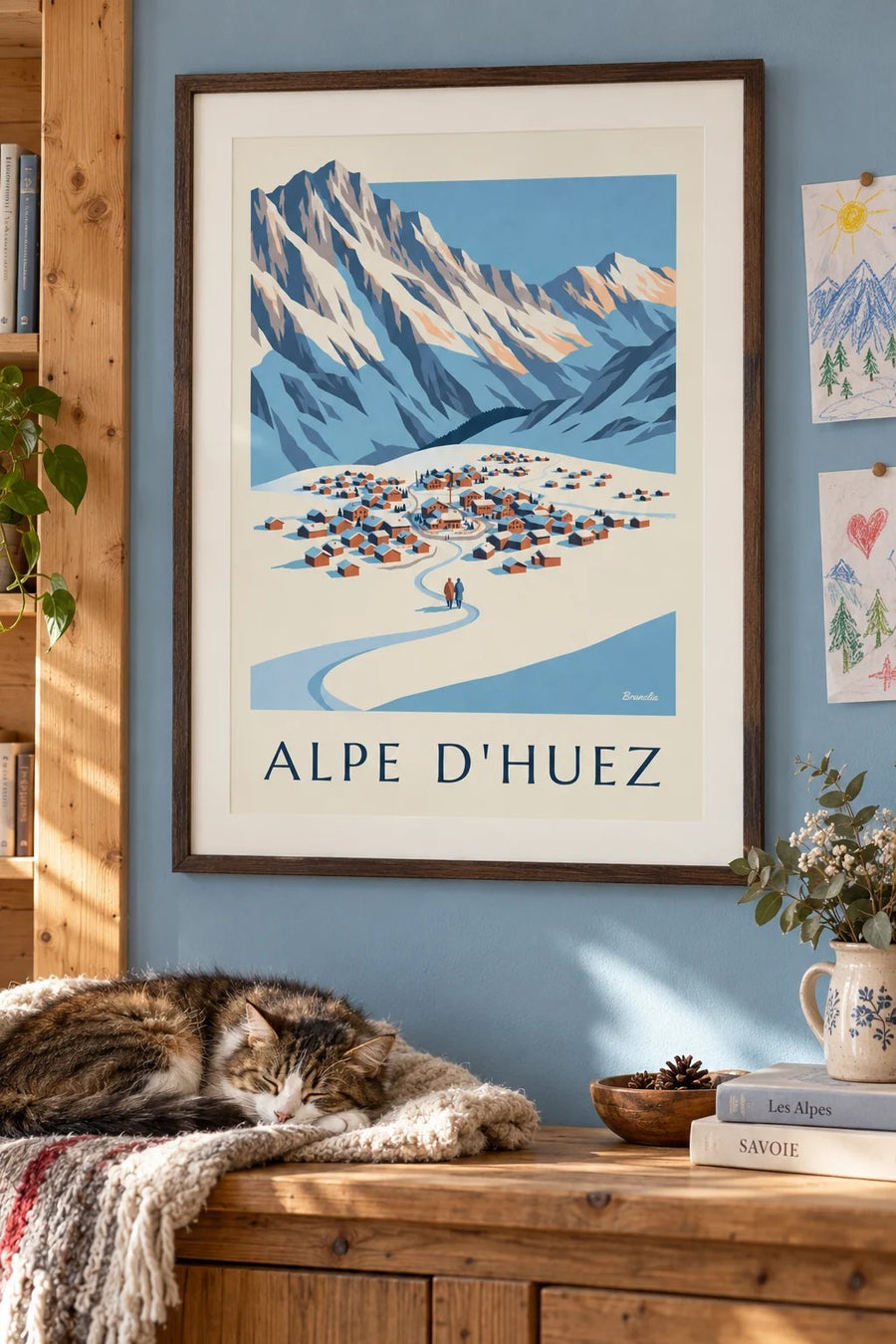 Plakát Alpe d’Huez z vrcholu Pic Blanc v zimě : v rámu na zdi
