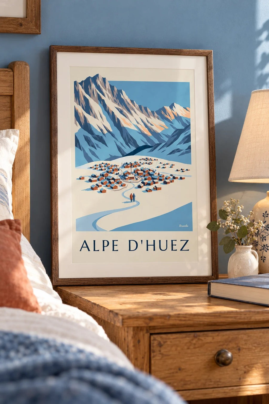 Plakát Alpe d’Huez z vrcholu Pic Blanc v zimě : malý formát A4 v rámu