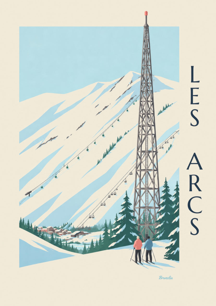 Affiche Les Arcs, Arc 1600 et ses pistes