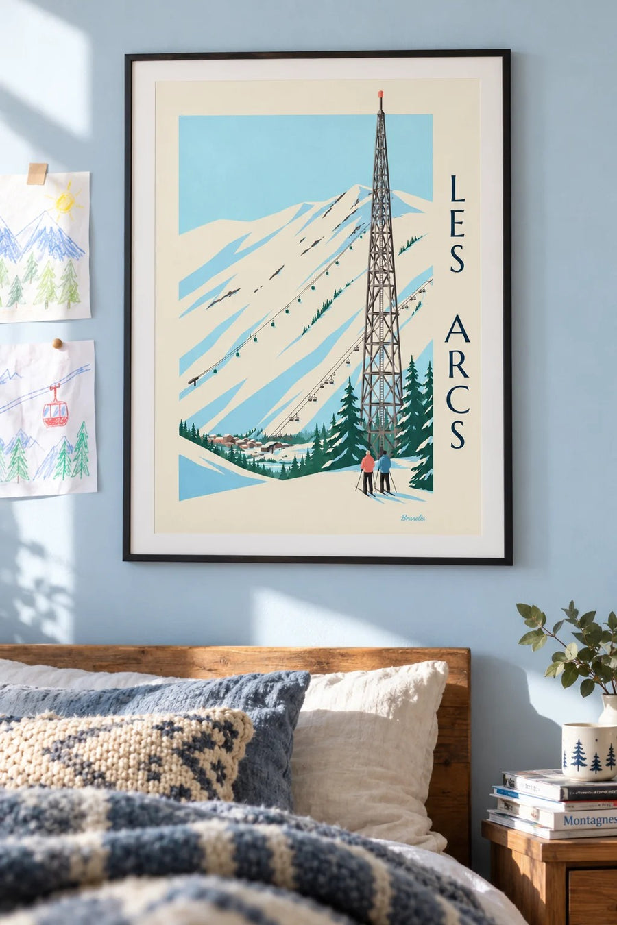 Affiche Les Arcs, Arc 1600 et ses pistes : encadrée au mur