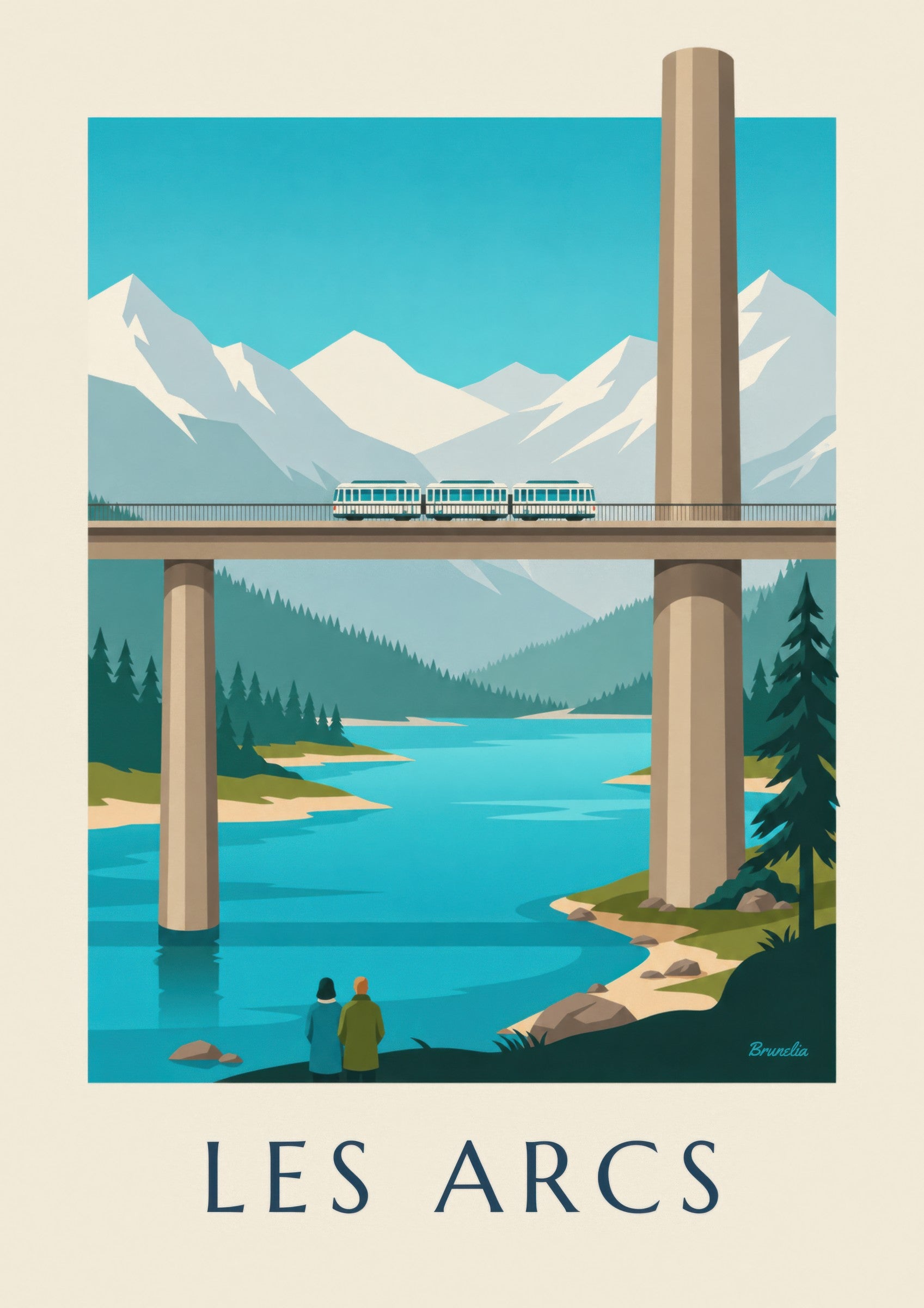 Affiche Les Arcs, funiculaire sur viaduc: detailní záběr