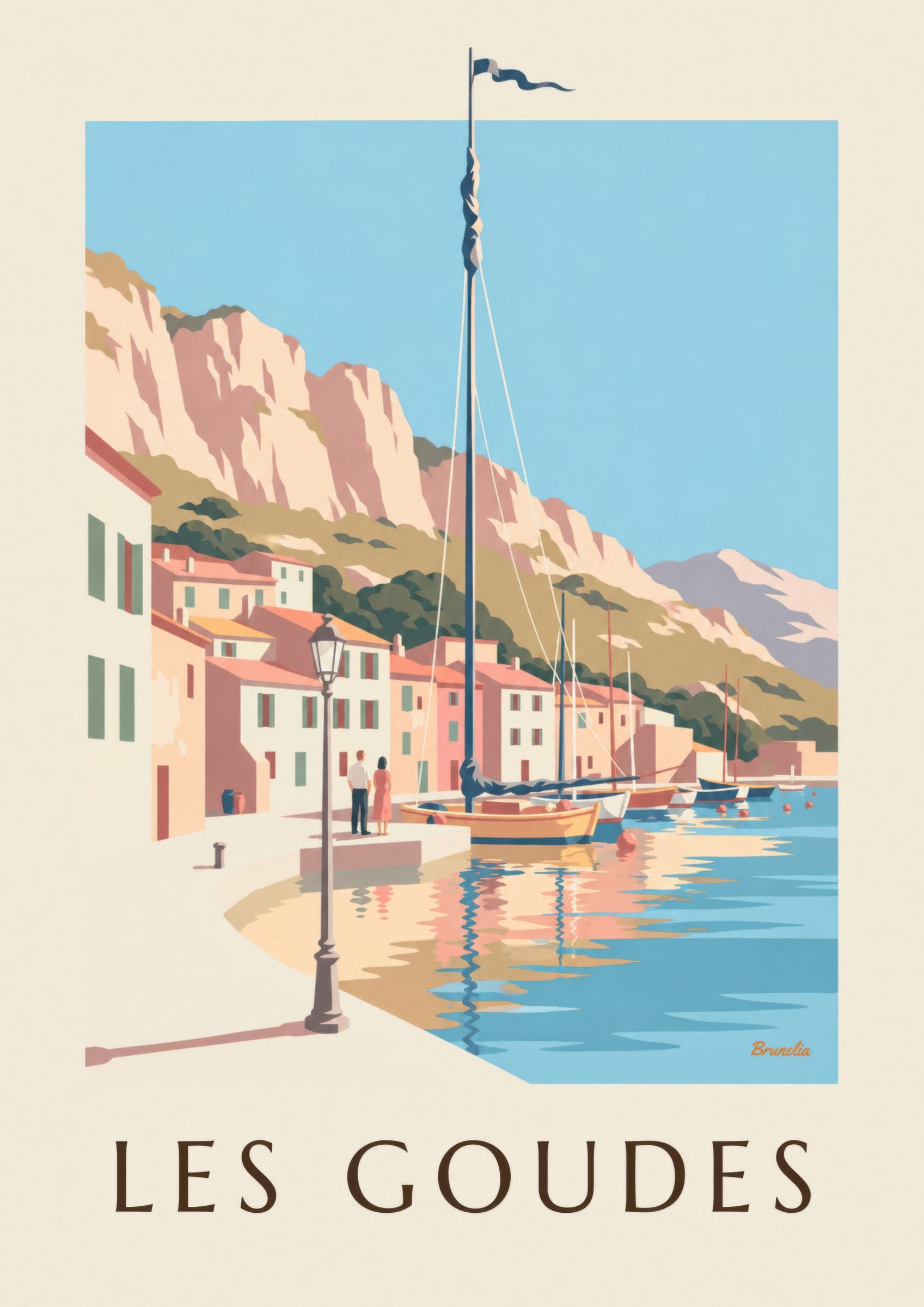 Affiche port des Goudes au coucher du soleil: detailní záběr