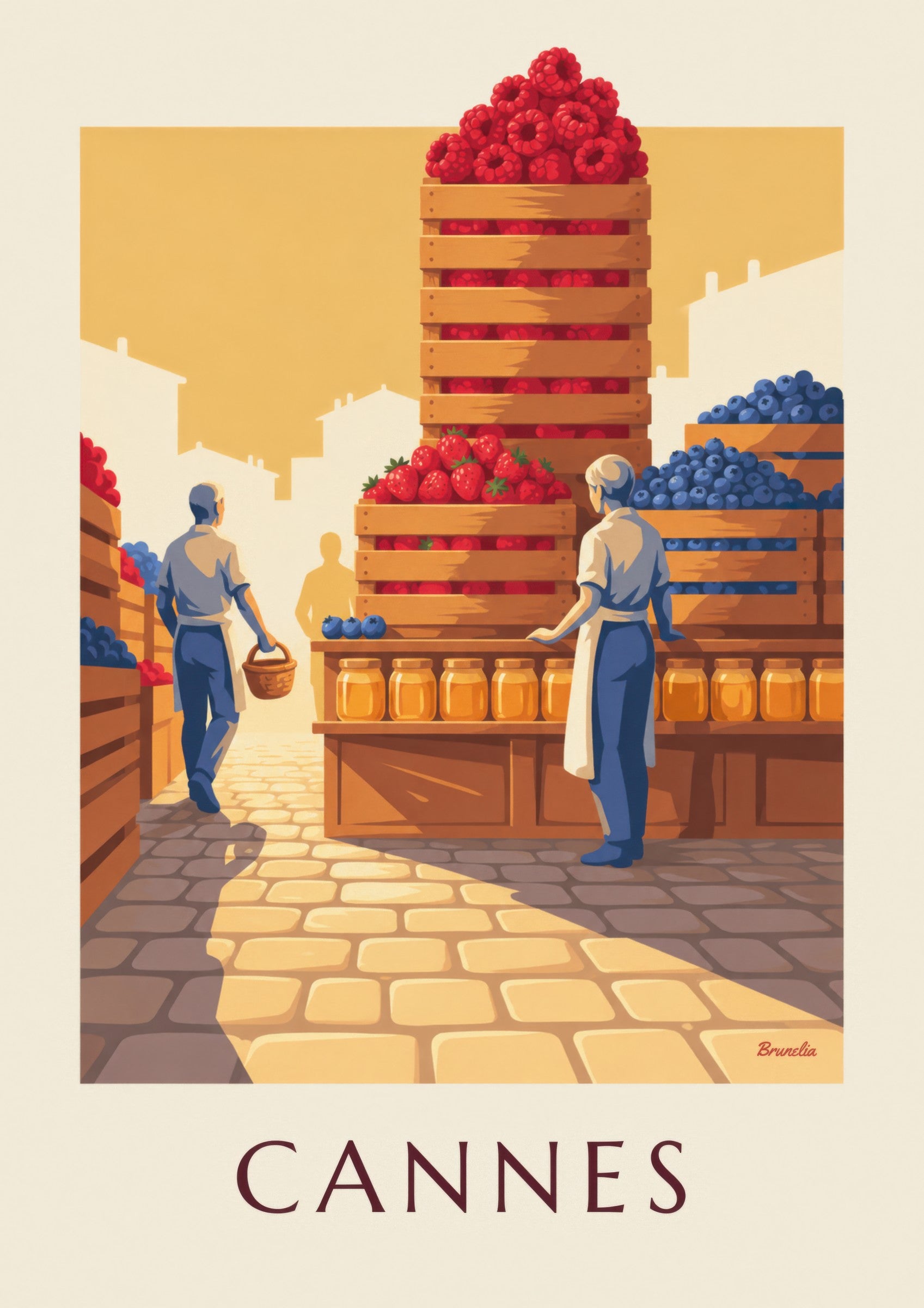 Affiche marché Forville à Cannes, fruits rouges: detailní záběr