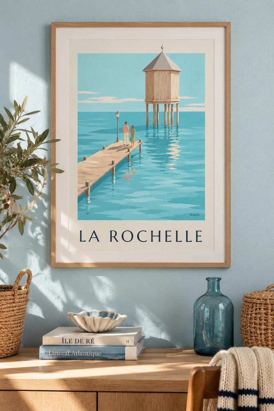 Plakát majáku Bout du Monde v La Rochelle : v rámu na zdi