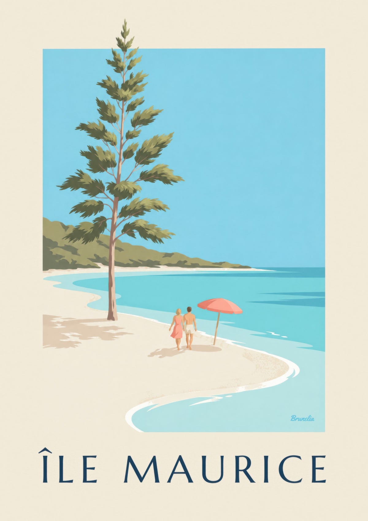Plakát Mauricius, pláž Blue Bay (název ÎLE MAURICE)