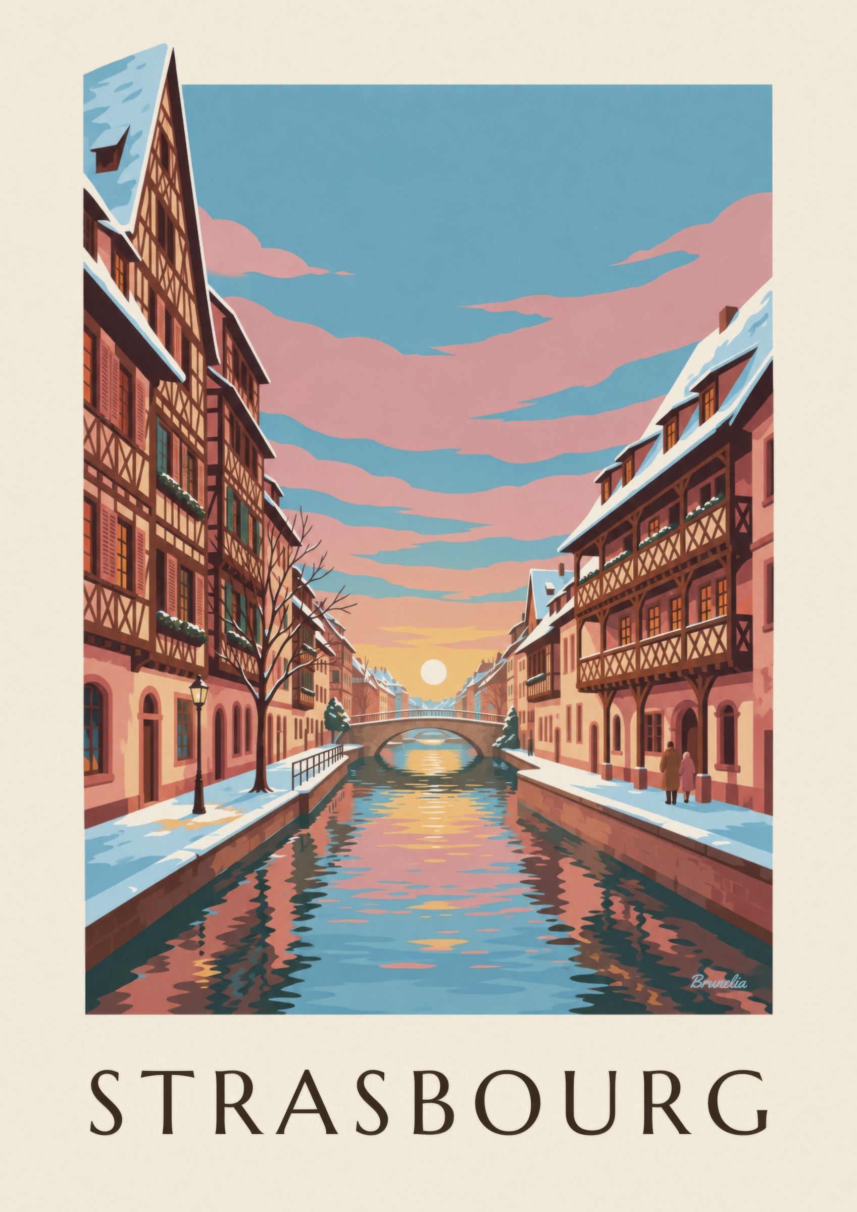 Affiche Petite France à Strasbourg en hiver: detailní záběr