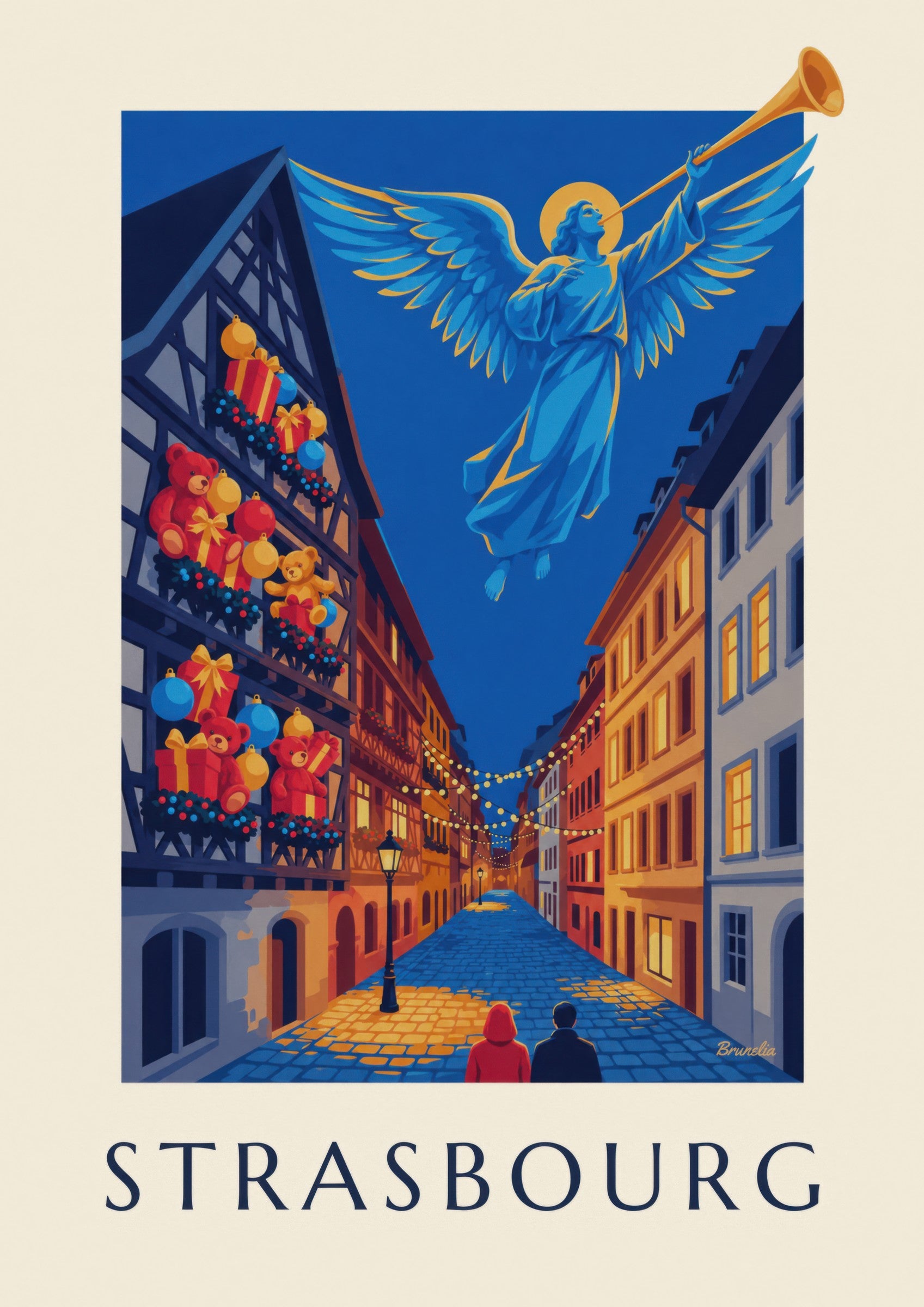Affiche Strasbourg à Noël, ange lumineux: detailní záběr