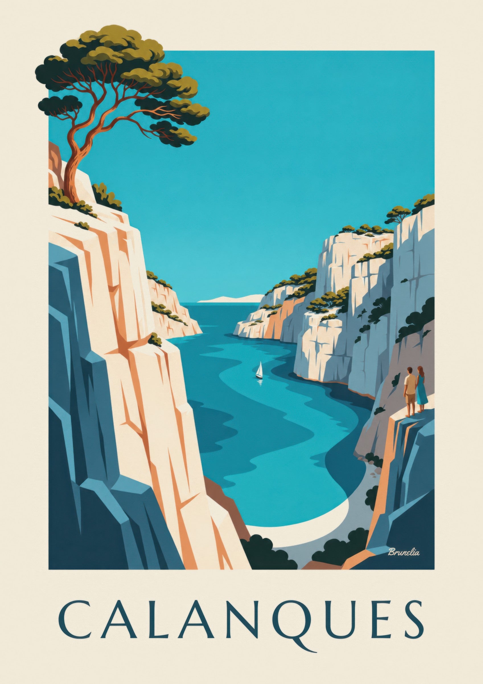 Affiche calanque d'En-Vau à Marseille: detailní záběr